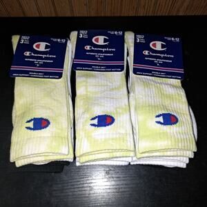 3 Pk Champion Cushioned Crew Socks Dry Mens Size 6-12 Tie Dye 3 Pairs Per Pk